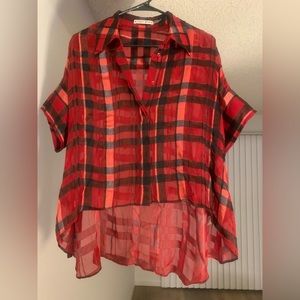 Alice + Olívia button down plaid designer top